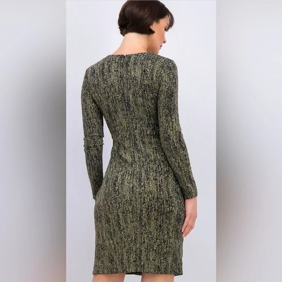 Calvin Klein Green and Gold Ribbed Sheath Dress - Picture 6 of 14